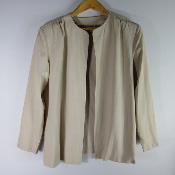 Vtg Frances Henaghan 10 Beige 100% Silk LS Blazer - Picture 2 of 9